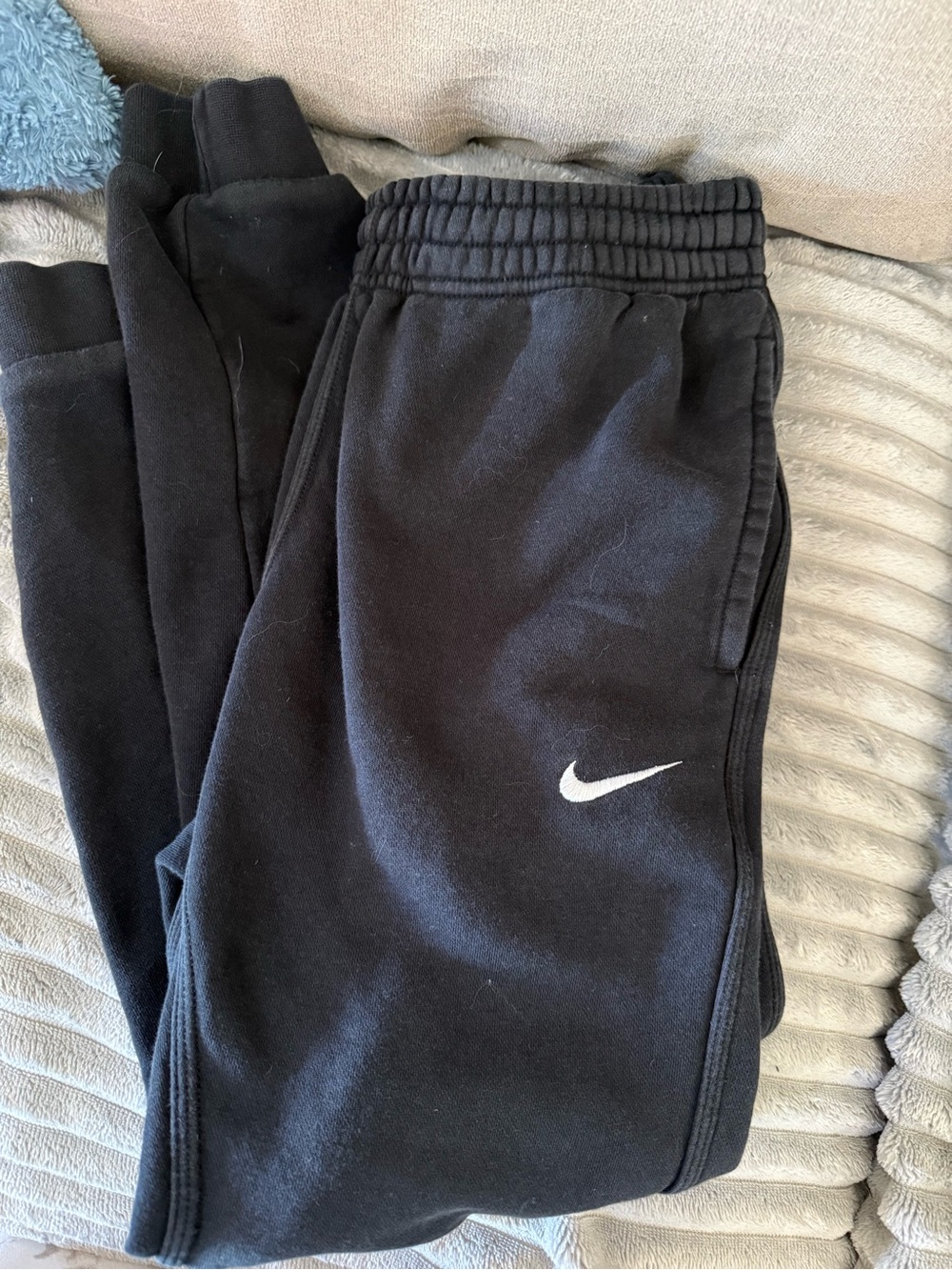 Nike Men’s Black Jogger Sweatpants with White Swoosh